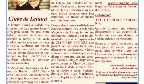 Publicação Mensal da  AMALBA, Academia Maçônica de Letras da Bahia, Ano III, Dezembro 2018, Número 28